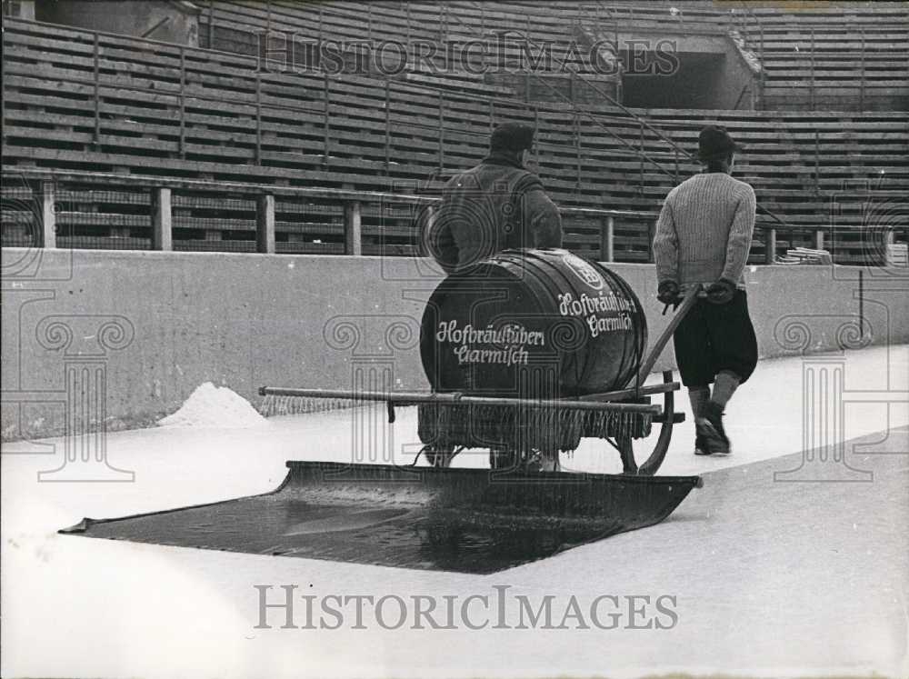 1955, Smoothing out Ice Rink - Germany - KSB58971 - Historic Images