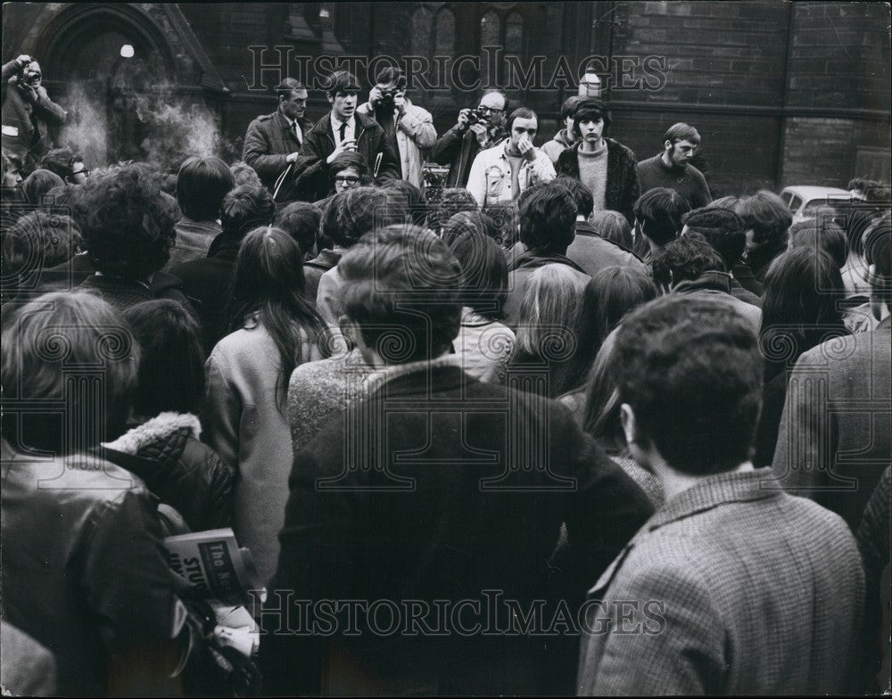 1968 Manchester University students suspended for preventing a lecture - Historic Images