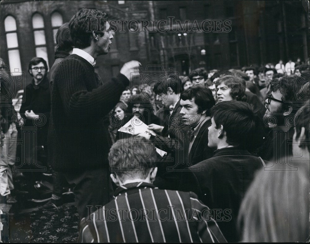 1968 Manchester University students suspended for preventing a lecture - Historic Images