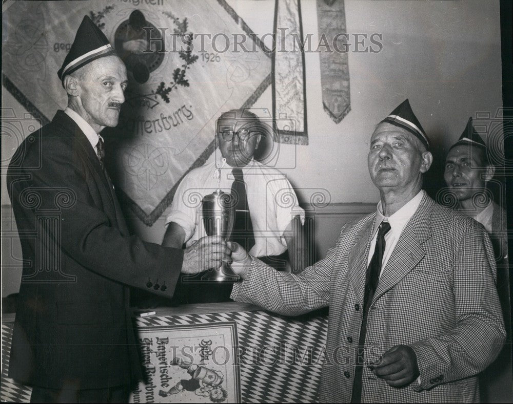 Press Photo The chairman of the winning club &quot;Unity&quot;, just gets the cup - Historic Images