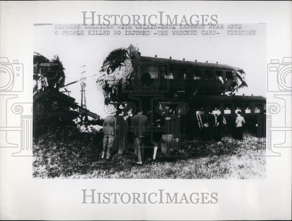 Press Photo Express train Collides With Calais - Basl Express.30 killed - Historic Images