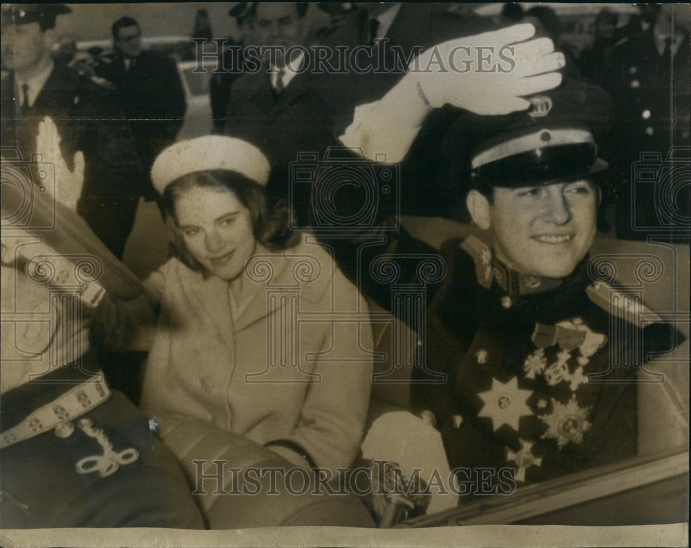 1963, Crown Prince Constantine and bride Anne Marieof Denmark - Historic Images