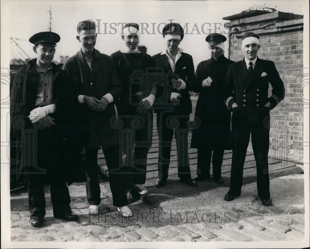 1953 Injured crew from collision of ship Swiftsure &amp; Diamond - Historic Images