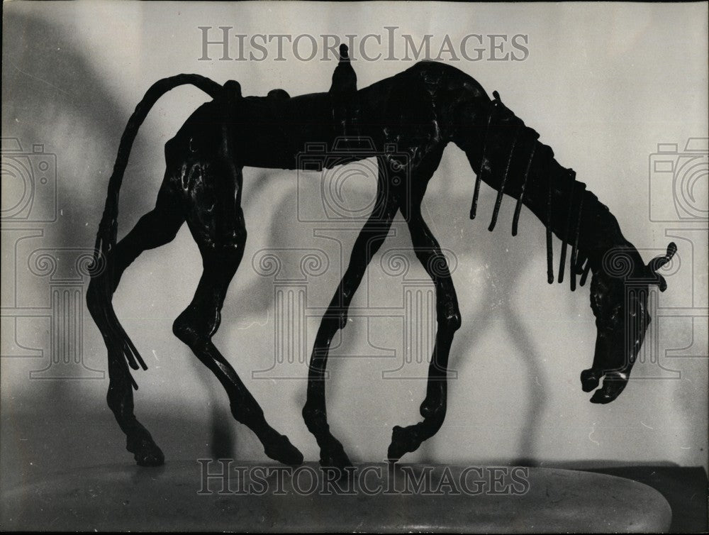 1963 Press Photo Maison Du Rouercue Paris Exhibit Jean Marc Sculptor Rossinante-Historic Images