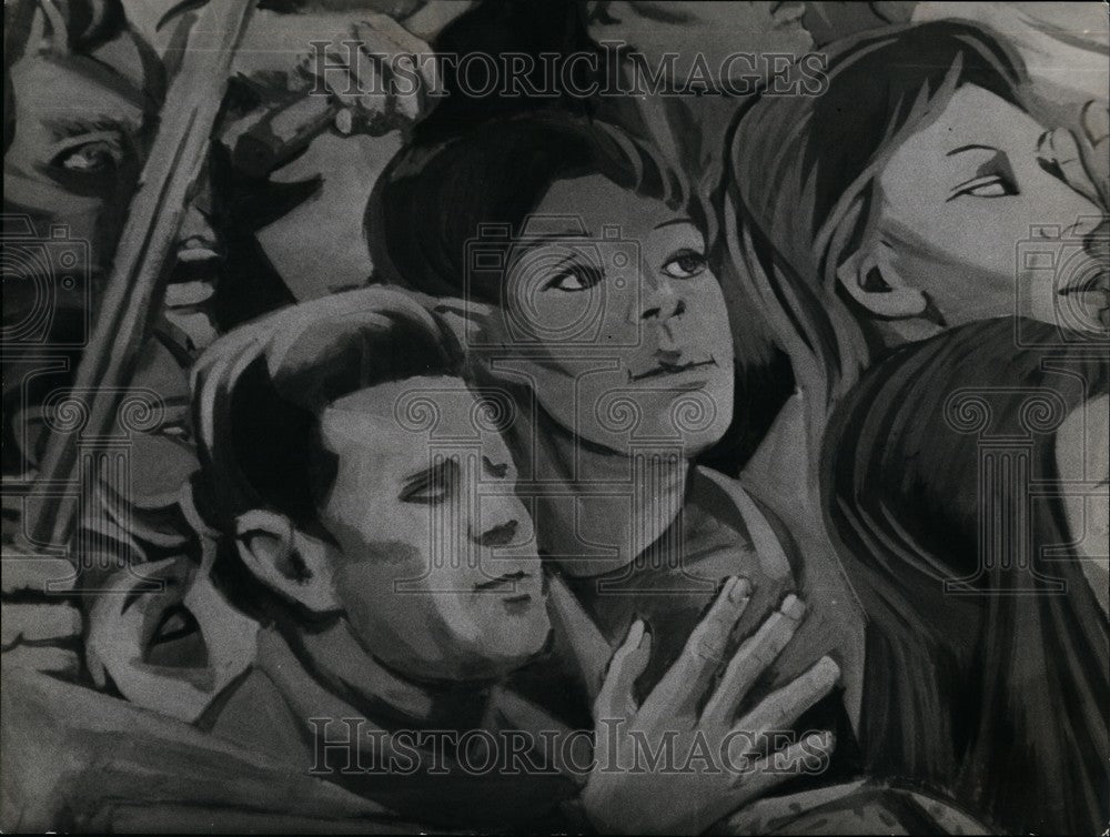 1965 Press Photo Ettore de Conciliie and Rocco Falciano Painted this Fresco - Historic Images