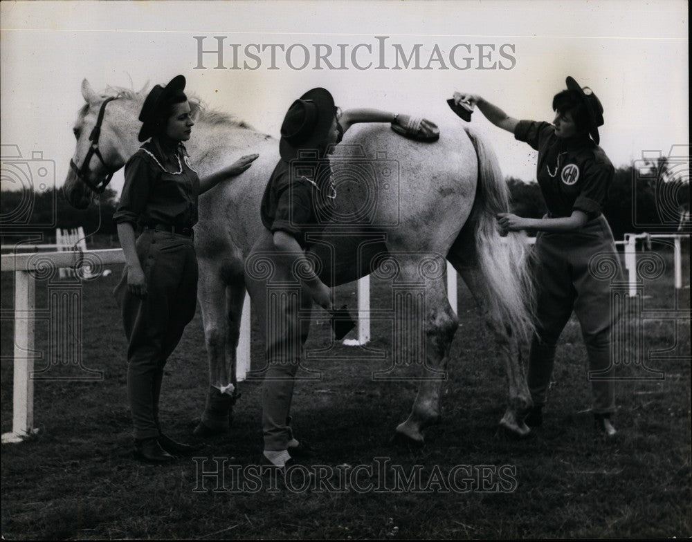 Press Photo Girl Horse Rangers Learn how to Groom - KSB61741 - Historic Images