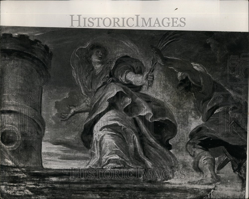 1966 Painting by Rubens called "St. Barbara" - Historic Images