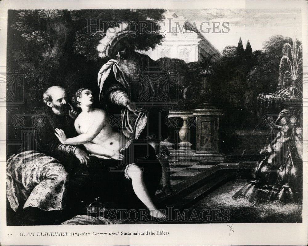 1966 Press Photo Painting by Adam Elsekimer called "Susanah and the Elders"-Historic Images