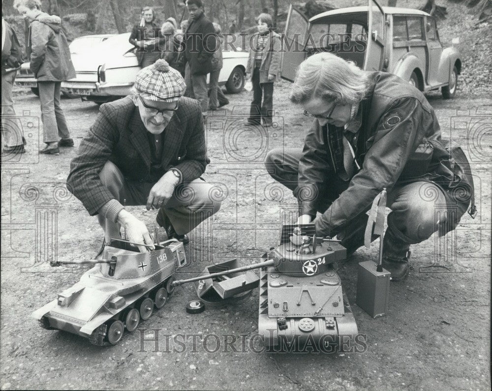 Alfred Burr left and his son Michael and toy tanks  - Historic Images