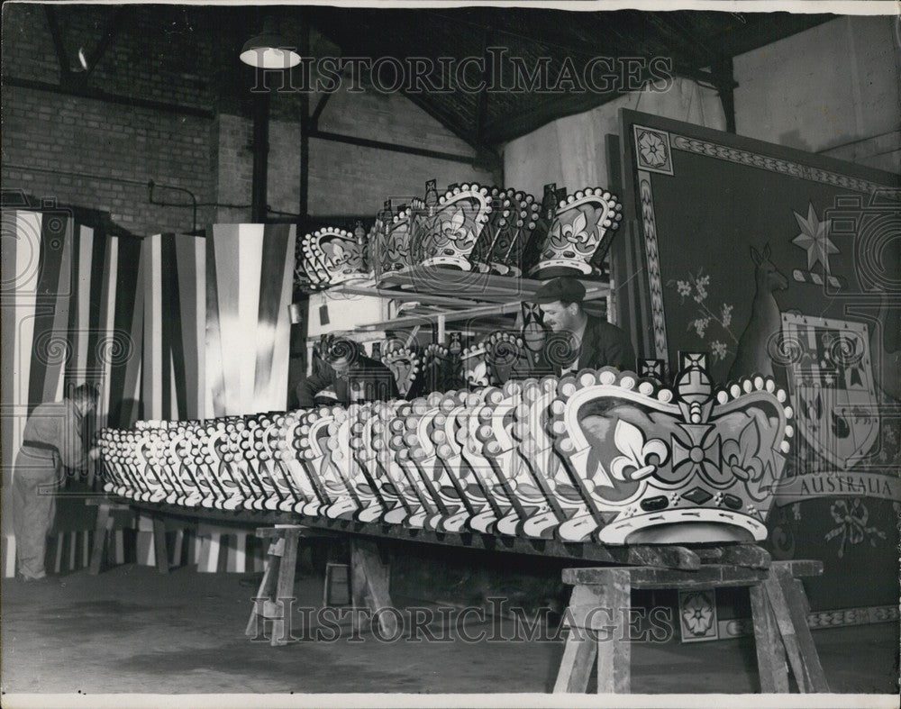 1953 Coronation Crowns  atworkshops of the St. Pancras council - Historic Images