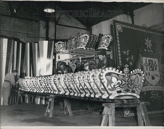 1953 Coronation Crowns  atworkshops of the St. Pancras council - Historic Images
