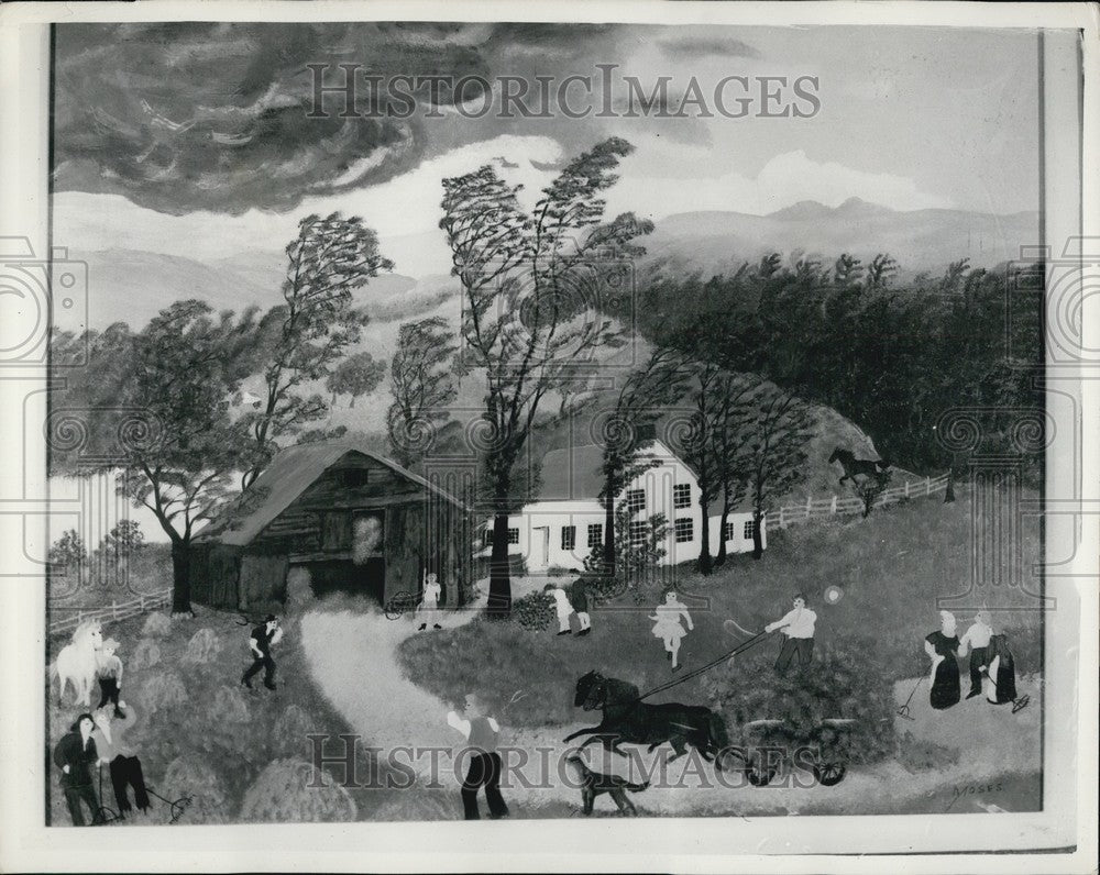 Press Photo Artist's Rendition Farmhouse Crowd - KSB63429-Historic Images