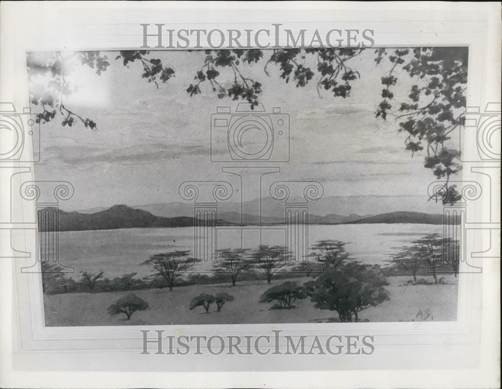 1955 Press Photo &quot;Twilight - lake Naivasha - Kenya&quot; by Duchess of Gloucester-Historic Images