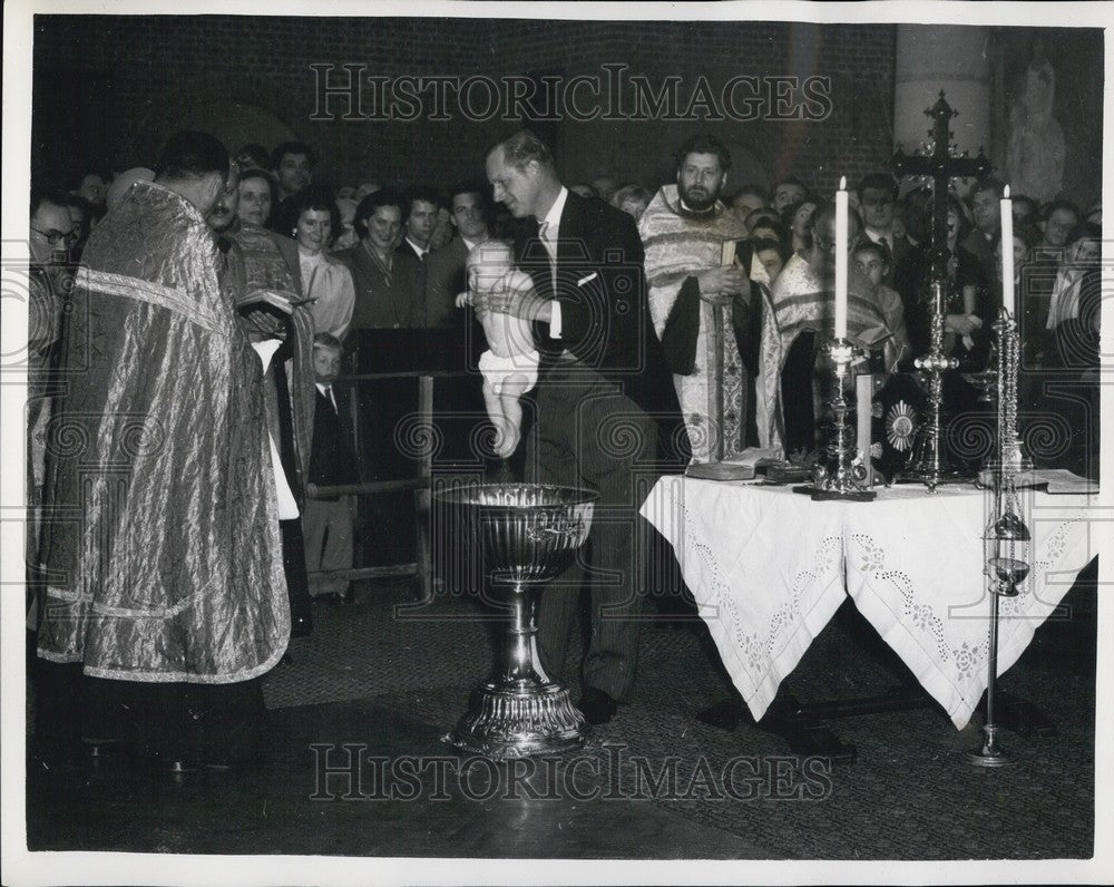 1957, .R.H. The Duke of Edinburgh at christening of niece - KSB64327 - Historic Images