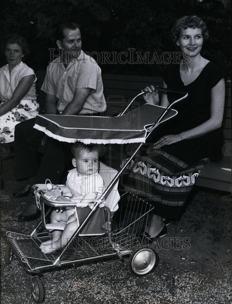 1958 Family With American Baby Carriage Self Serving Tray - Historic Images