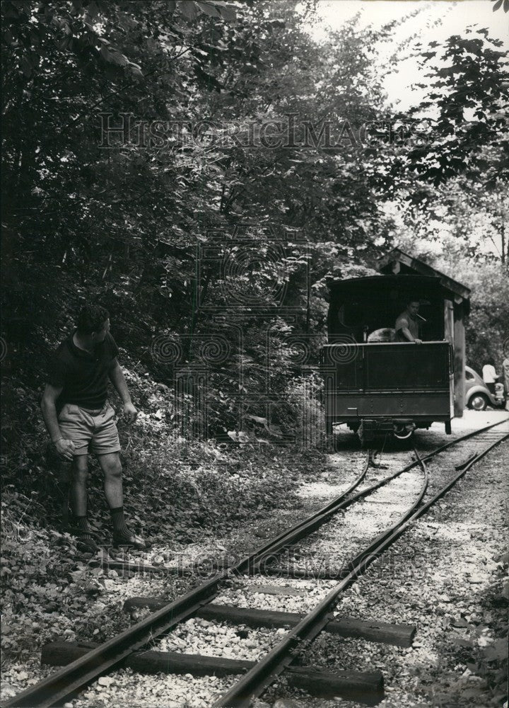 1963 Mr. Gaisbauer from Traunstein on train - Historic Images