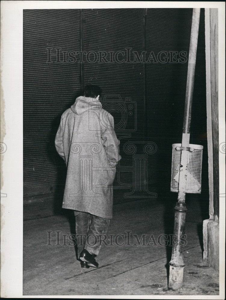 1952, Man walking down street in large overcoat - KSB66949 - Historic Images