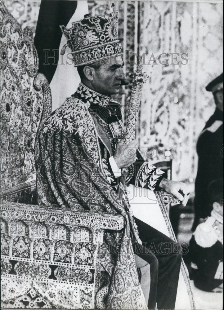 1967, Imperial Majesty Arya Mehr Sitting on Throne, Teheran, Iran - Historic Images