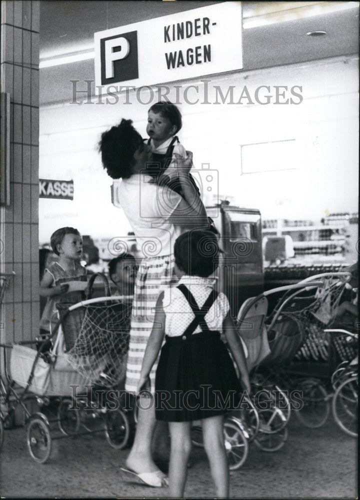 1965 Super Market Perambulators Parking Munich - Historic Images