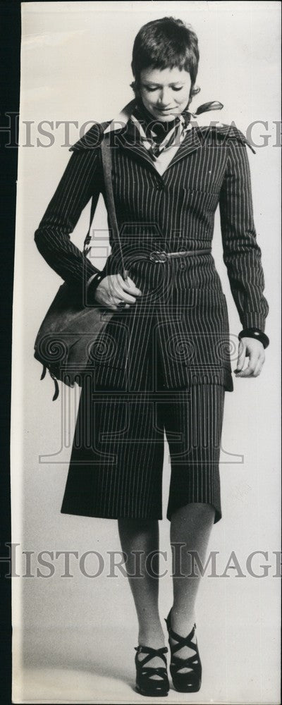 1970, Model Wearing Capris, Long Jacket, Skirt, & Flats - KSB67577 - Historic Images