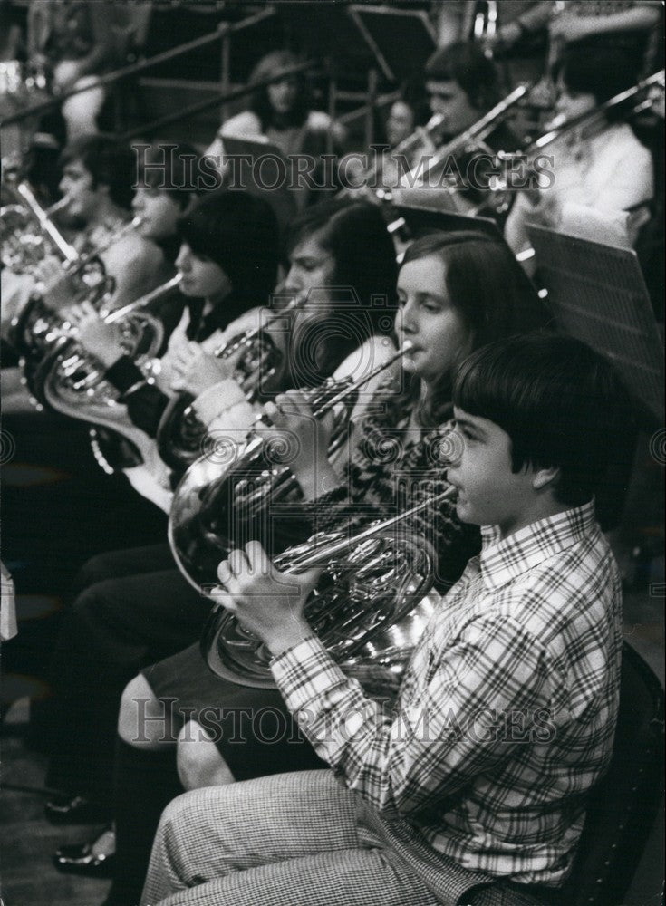 1975 Young musicians rehearse  at Royal Albert hall - Historic Images