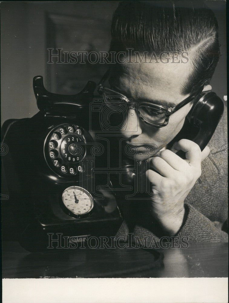 1955 Press Photo telephone with an automatic taxes informer is the last technic - Historic Images