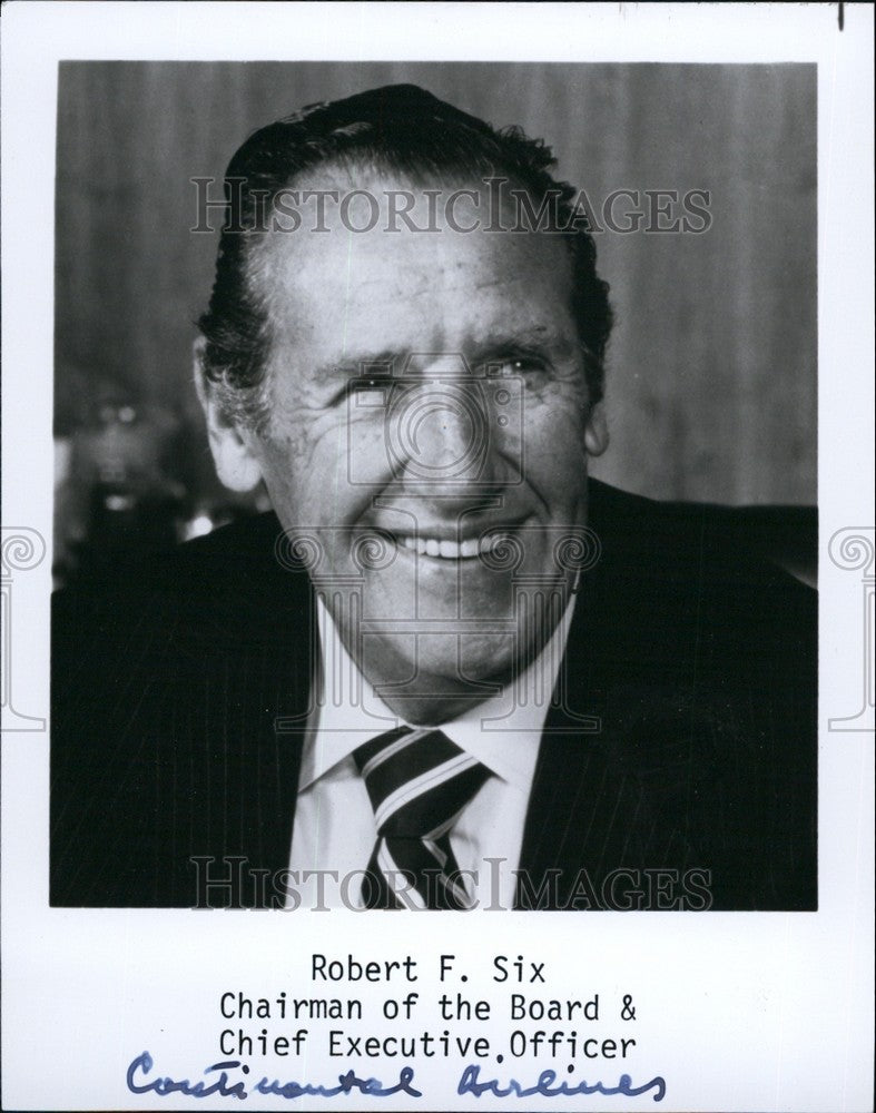 Press Photo Robert Six, Board Chairman, Continental Airlines - Historic Images