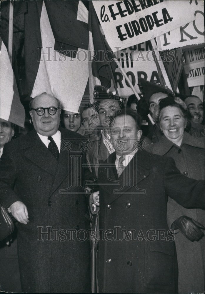 1952 President, European Assembly Paul Henri Spaak, M Taviani - Historic Images