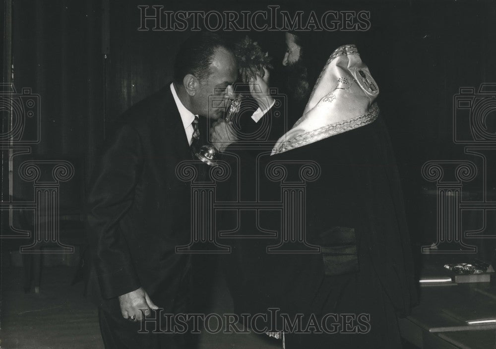 1973 President of the Republic of Greece & a priest - Historic Images
