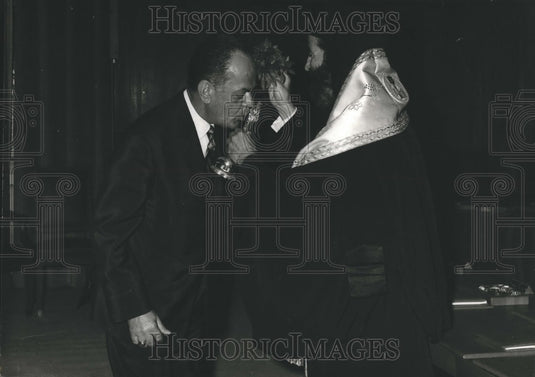 1973 President of the Republic of Greece & a priest - Historic Images