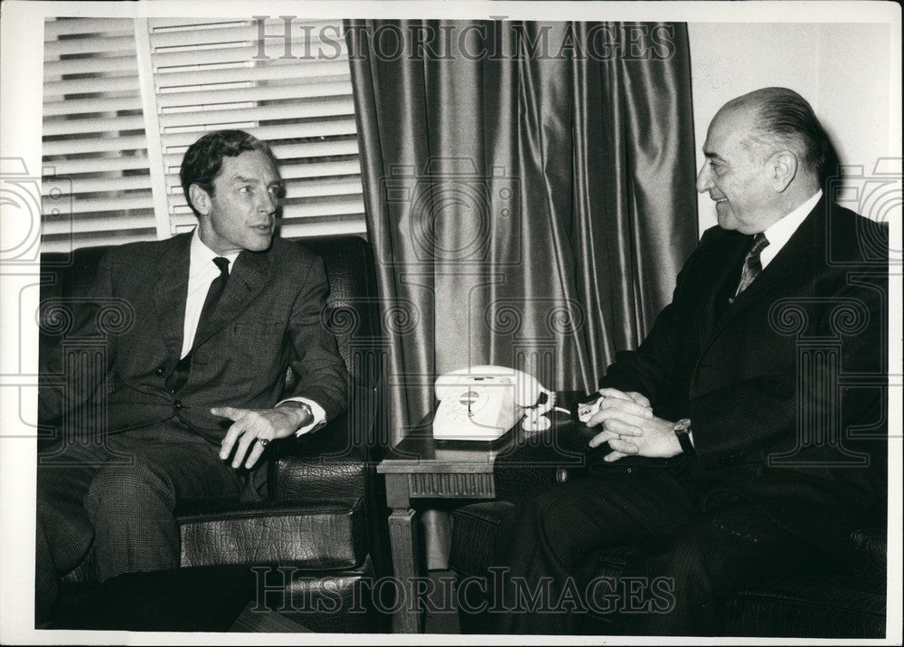 1969 Jordanian Premier  &amp; Michael Adams,British journalist - Historic Images