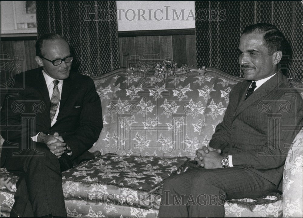 1968 King Hussein, talking to Mr. George Bund~, President of the For - Historic Images
