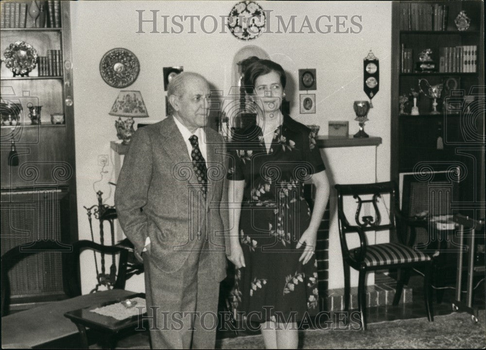 1974, Interior President Greece Michalis Stassinopoulos Wife - Historic Images