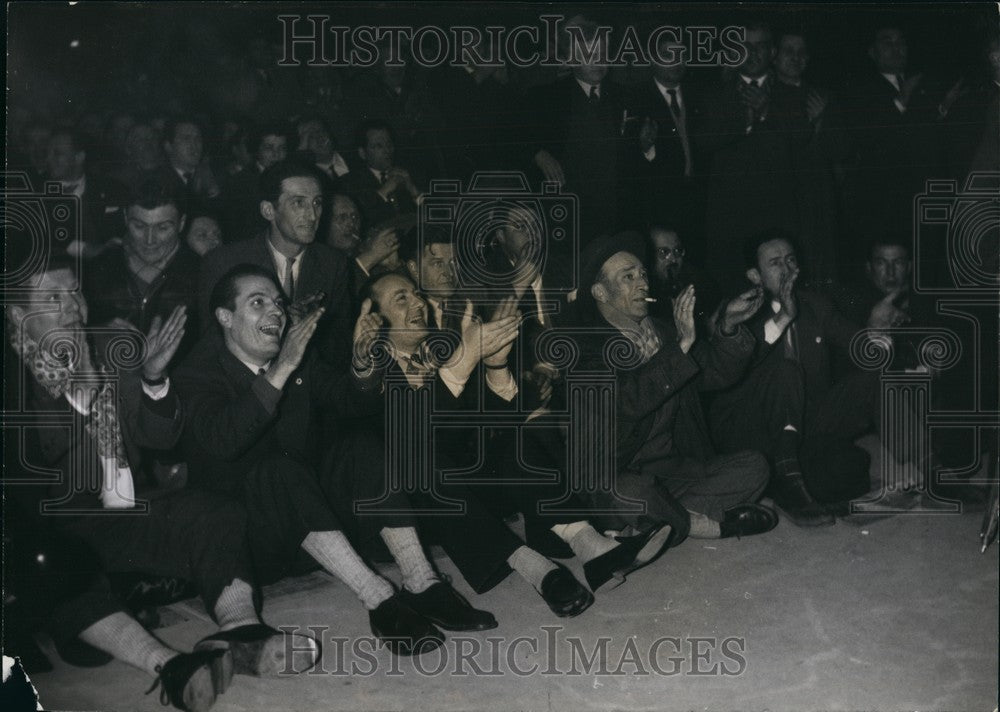 1956 Poujade&#39;s followers applaud their leader during his speech. - Historic Images