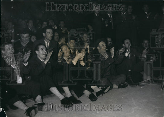 1956 Poujade's followers applaud their leader during his speech. - Historic Images