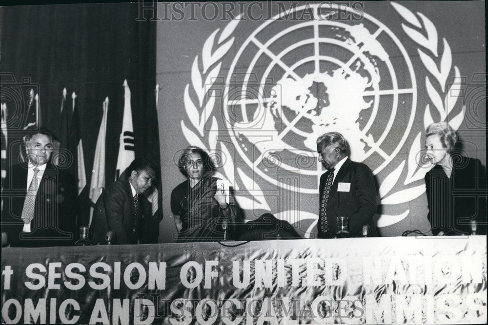 1975 Prime Minister Indira Gandhi Secretary General Isruat Kitain UN - Historic Images