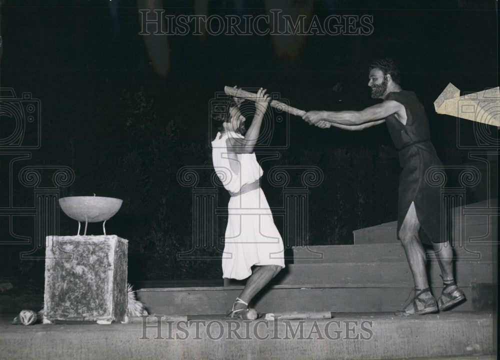 Press Photo Cain Play Delphic Theatre Actors Claus Wilhelm Willi Stolz - Historic Images