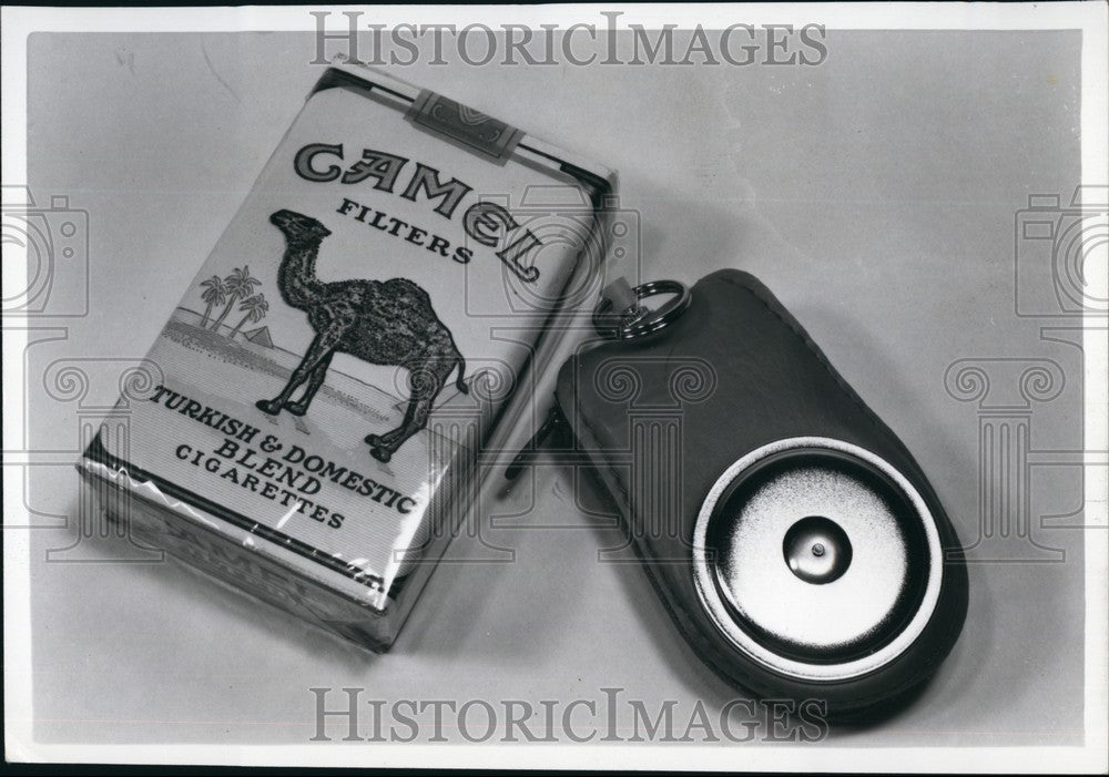 Press Photo Camel Cigarettes Package Closeup With Lighter - Historic Images