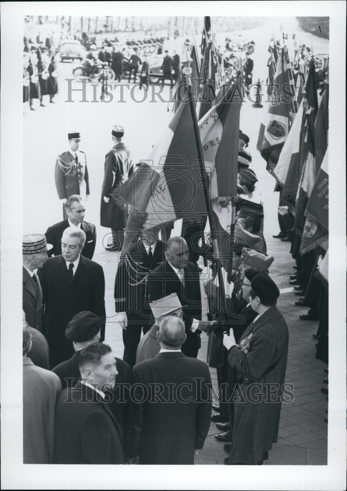 1960 Georges Pompidou Reviewing Veterans Armistice Day - Historic Images