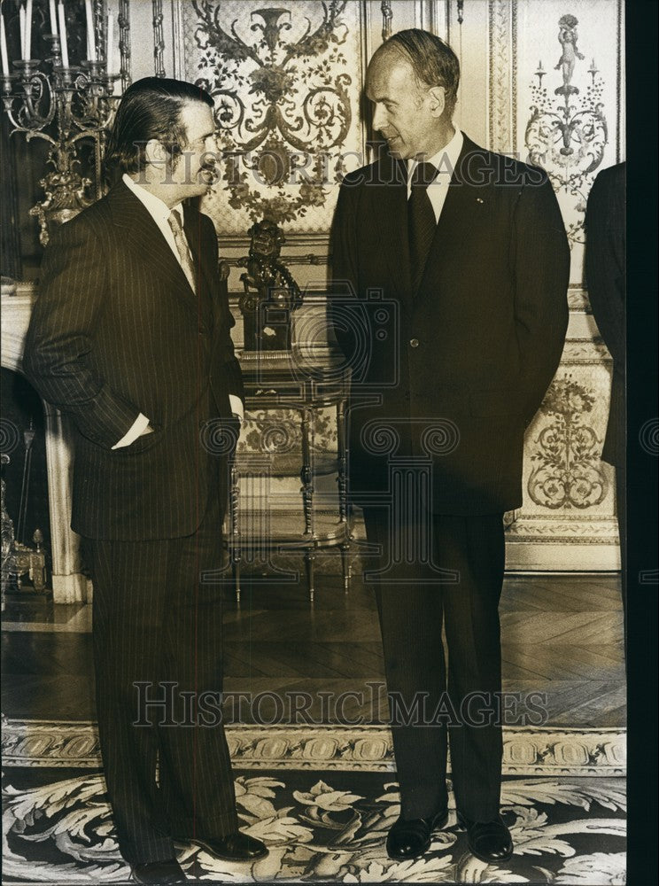 1976, Mario Laserna & President Giscard d'Estaing, Elysee Palace - Historic Images