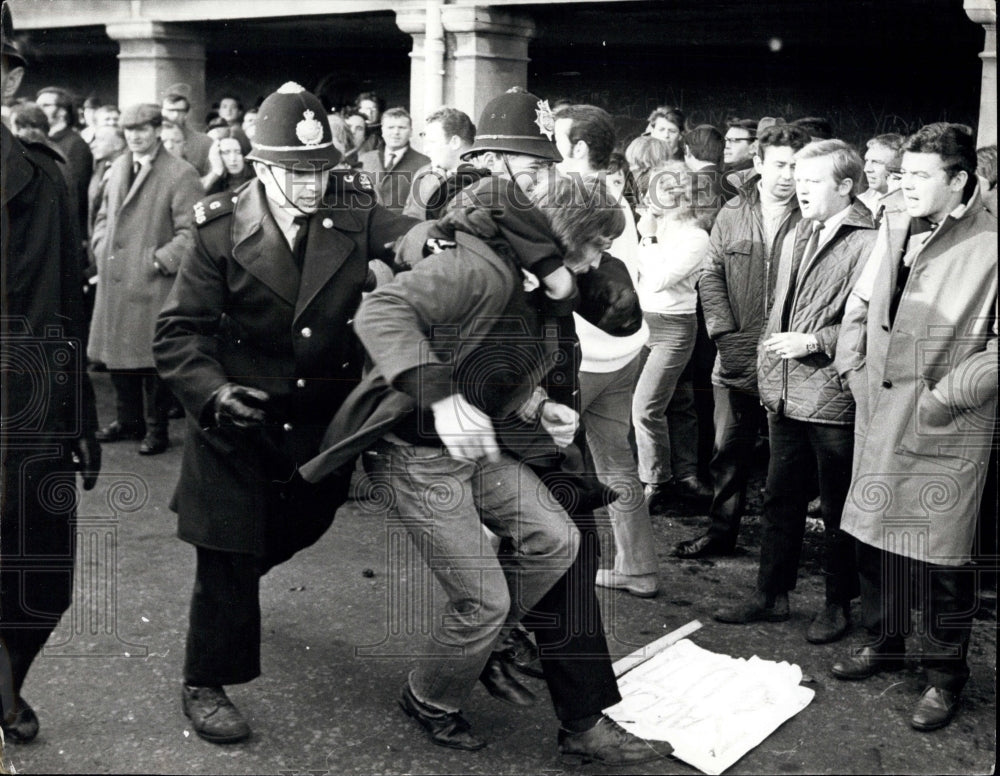 1969 Policemen Struggle With Fan Outside Rugby Match-Historic Images