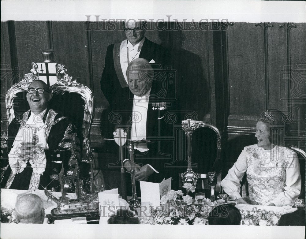 1972 Press Photo Prime Minister Edward Heath Speaking London Mayor Banquet - Historic Images