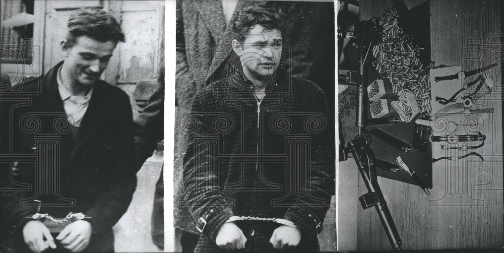 1958 Press Photo Heavy-Weaponed Robbers Arrested - Historic Images