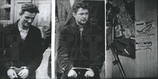 1958 Press Photo Heavy-Weaponed Robbers Arrested - Historic Images