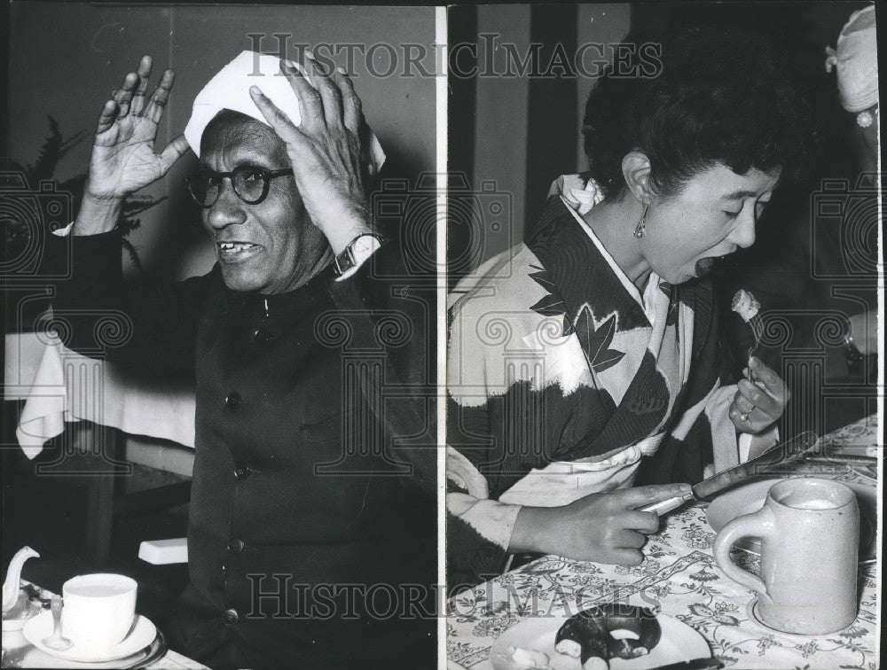 1956 Press Photo Holder Of The Nobel Price On The "Bavarian Breakfast" - Historic Images