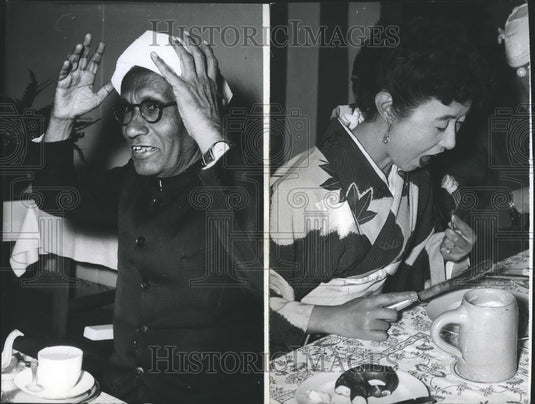 1956 Press Photo Holder Of The Nobel Price On The "Bavarian Breakfast" - Historic Images