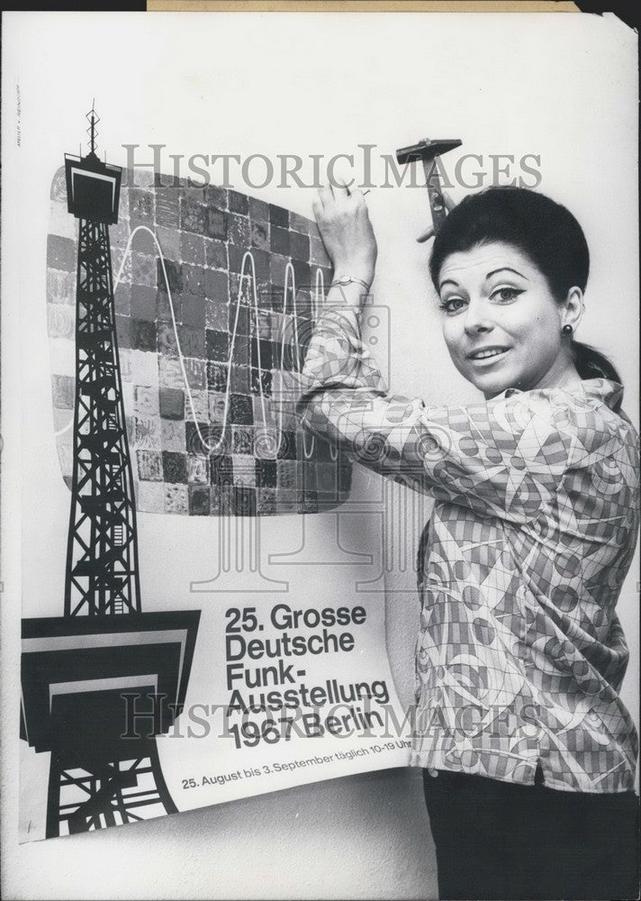 1967 Edith Grobleben prepares for a radio show. - Historic Images
