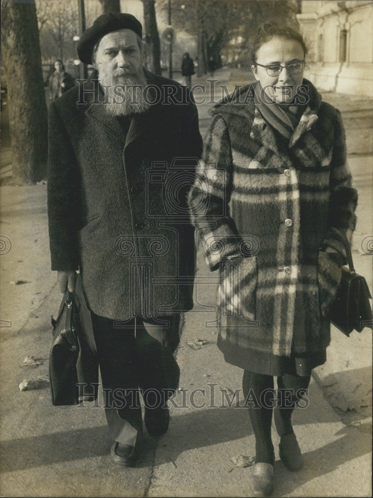 1973, Andre Siniavski and Wife Macha Arrive at Palais Royal - Historic Images