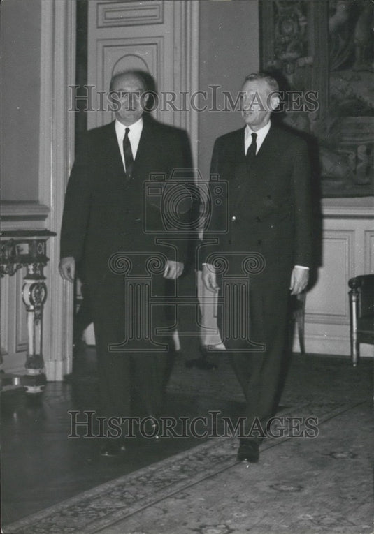 1962 Press Photo Secretary of State Dean Rusk Received by Couve de Murville - Historic Images