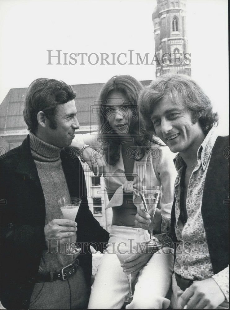 1969 Press Photo Willy Bogner, Iris Berber, and Joachim Richter in "Liebe 600" - Historic Images